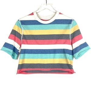 GENERIC FRAME Cropped rainbow striped tee